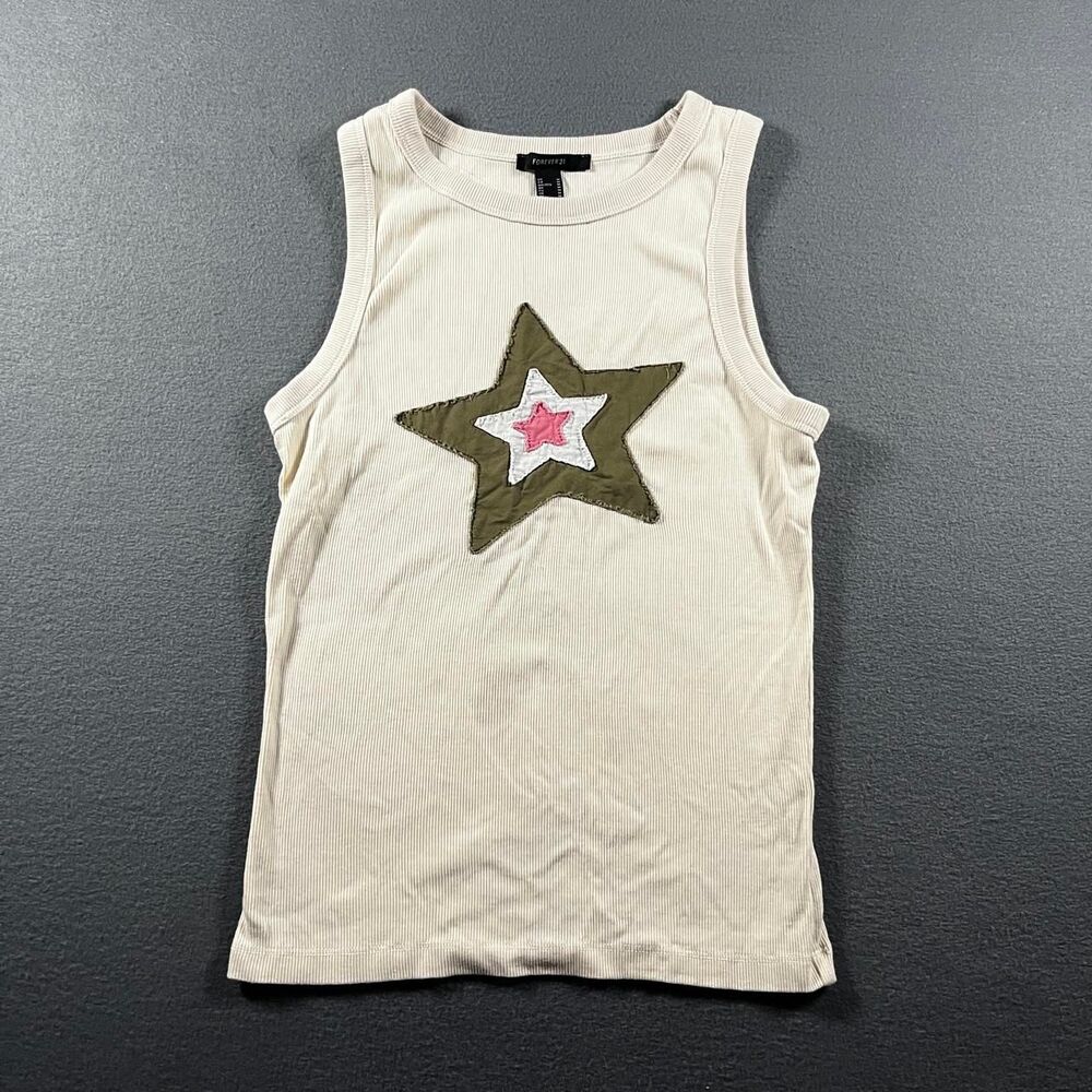 Forever-21 Women's Cream and White Vest